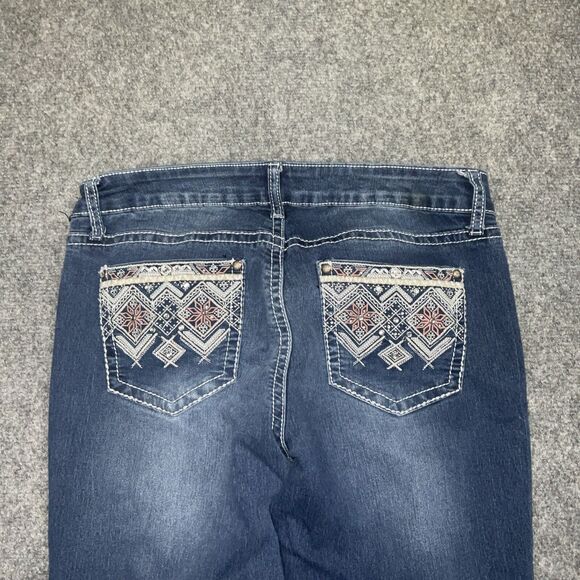 a.n.a. Jeans Womens Size 8 Blue Denim Embroidery Rhinestone Bootcut - Picture 10 of 11